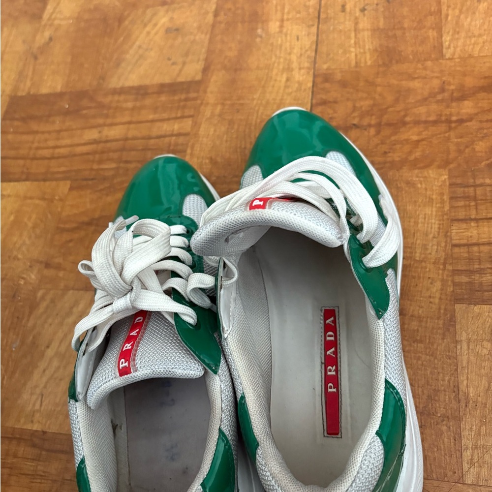 Prada Emerald and White Athletic Shoes
